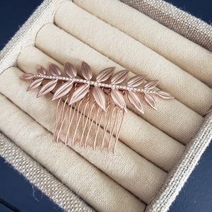 Rose gold leaf hair comb paves  jen atkin